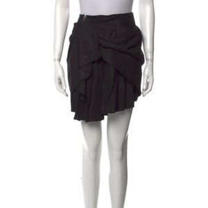 Isabel Marant Black Pleated Asymmetrical Skirt